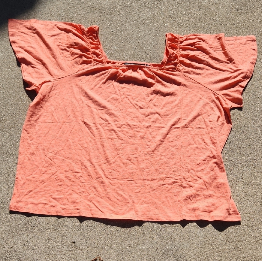 Colleen Lopez Pink Ruffled Cap Sleeve Blouse